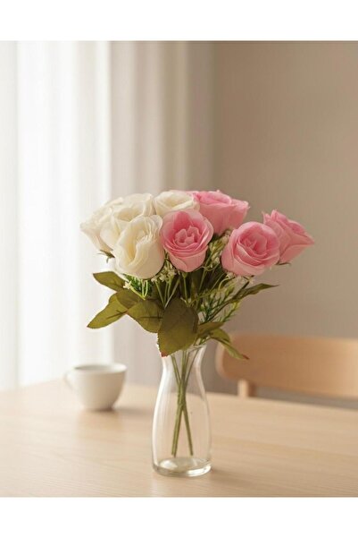 YASİMA 1 Pink 1 White Yakamoz Rose Home Decoration Flower