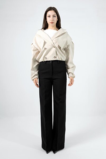 LA PANTE Women's Jacket Bomber Jacket Trench Coat Double Breasted Lined Butto...