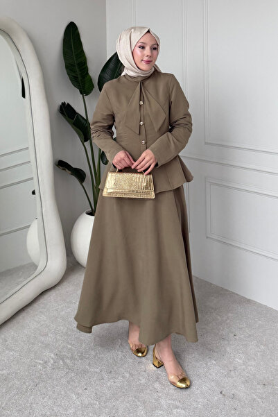 Tesettür Diyarı Set Hijab cu fular din material textil Milena Tansel - Kaki