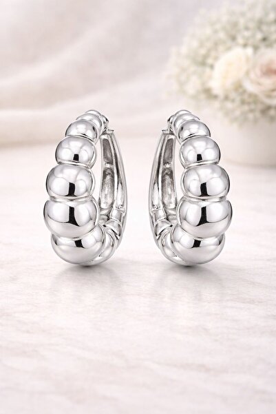 Vipfoni Silver Color Curved Hoop Steel Earrings