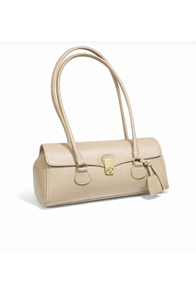 moimaaksesuar Women's Cylinder Shaped Beige Long Handle Shoulder & Hand Bag –...