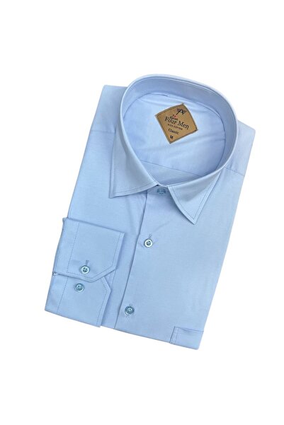 GÖMLEK GALERİSİ Classic Wide Cut Plain Long Sleeve Cotton Men's Shirt