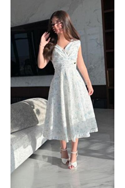 arushi Sultana Elegant Dress with Sky Blue Lace Embroidery