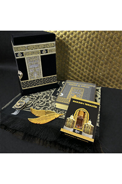 Zey-Al Set de lux Kâbe Küp cu covoraș de rugăciune, Coran, mătănii, Esans, Zi...