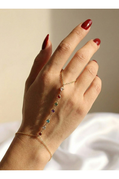 stainles steel Altın Kaplama Renkli Zirkon Taşlı Şahmeran Bileklik