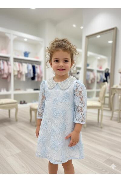 Pyramid masterpieces short girl's dress in sky blue