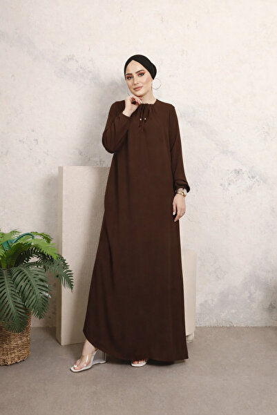 MODAEFA Plus Size Elastic Collar Casual Dress