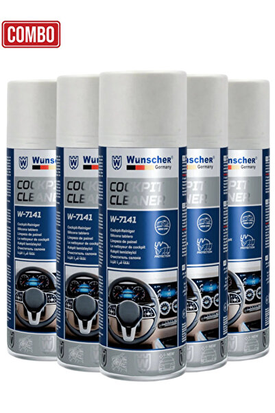 Wunscher Combo 5pcs W-7141 Cockpit Cleaner 400ml UV Protection Dashboard Care...