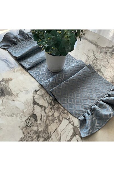 ELORA MAISON Brokar Kumaş, Fırfırlı Runner