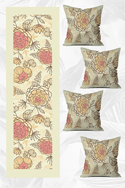 LadiesHome Special Design Runner and 4-Piece Throw Pillow Cover Set 5 Pieces ...