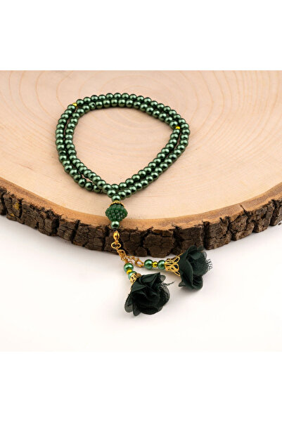 Hayrat Neşriyat Rose Tassel Prayer Beads Green (99 Pieces - 6mm)