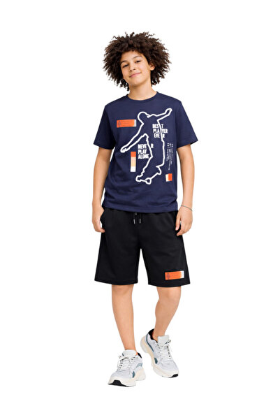 Victor and Jane Boys Skater Graphic T-Shirt & Black Shorts Set