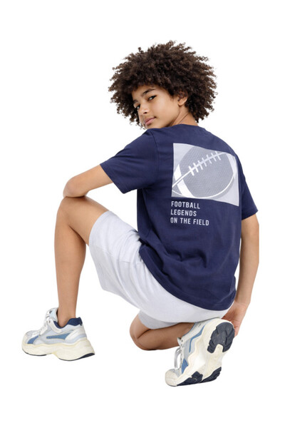 Victor and Jane Boys Football Graphic T-Shirt & Light Blue Denim Shorts Set (...