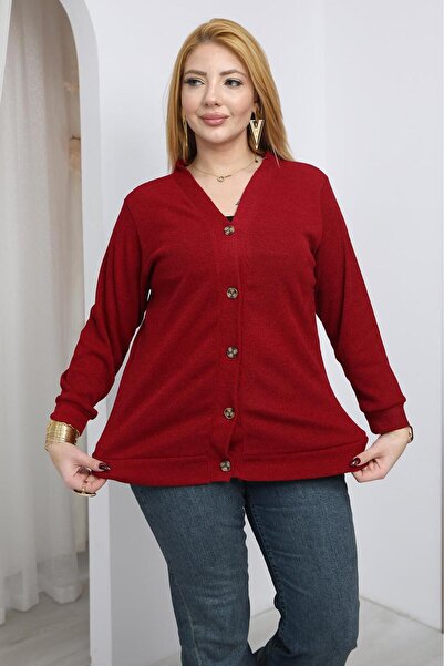 Siyezen Plus Size Soft Textured Basic Cardigan