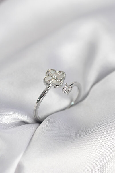 callerrons accessories خاتم نسائي من حجر الزركون الفضي اللون - EBJ260214W39600