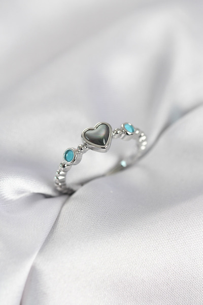 callerrons accessories خاتم نسائي من حجر الهيماتيت باللون الفضي - EBJ260214W3...