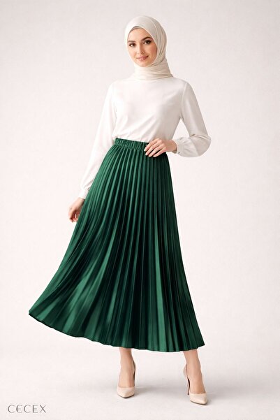 Cecex Satin Pleated Skirt