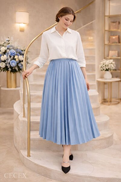 Cecex Satin Pleated Skirt