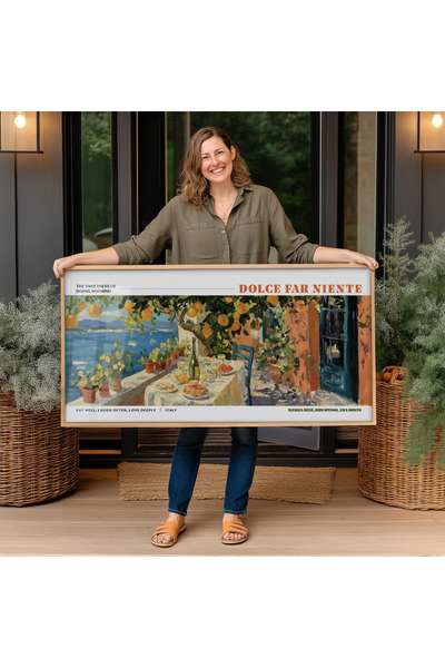 woodhomeworks Tek Parça Gerçek Ahşap Yatay Panorama Çerçeveli Tablo yunanista...