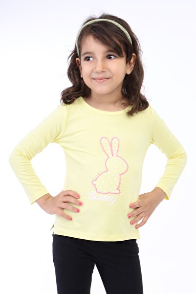Toontoy Tricou cu mânecă lungă și decolteu tip crew, imprimat, pentru fete