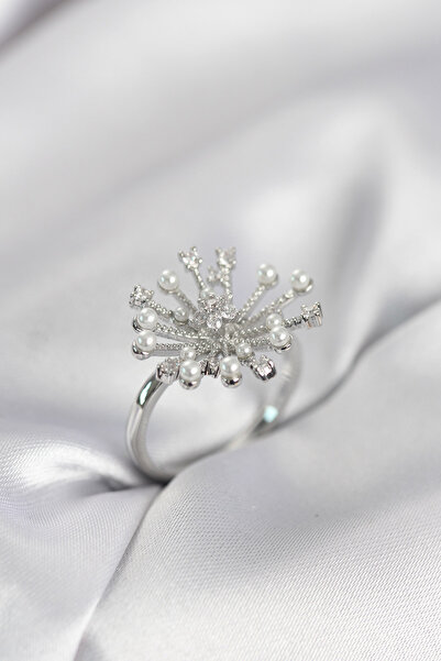 callerrons accessories Silver Color Dandelion Model Zircon Stone Women's Ring...