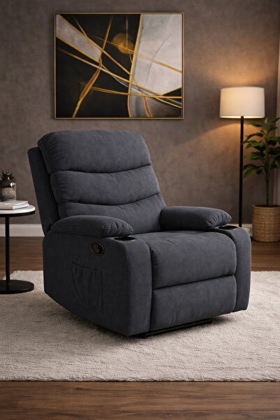 Arnohome Gray recliner chair with cup holders - soft fabric with footrest and...