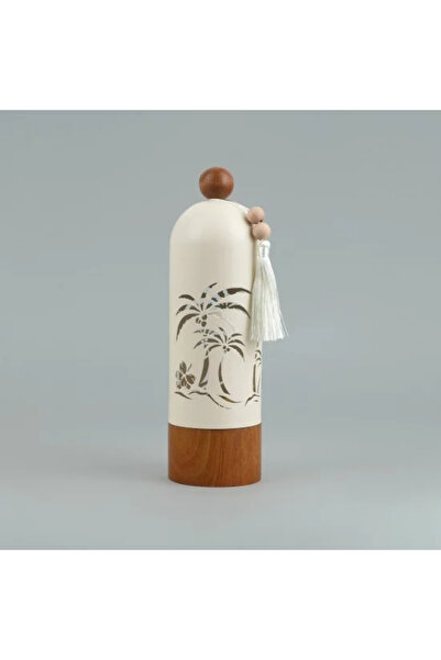 Generic مبخرة بخور معدنية مزخرفة مع حامل خشبي