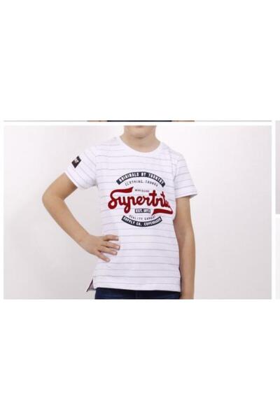 Toontoy Μπλουζάκι για αγόρια με στάμπα, κοντό μανίκι, ριγέ, με σχισμή