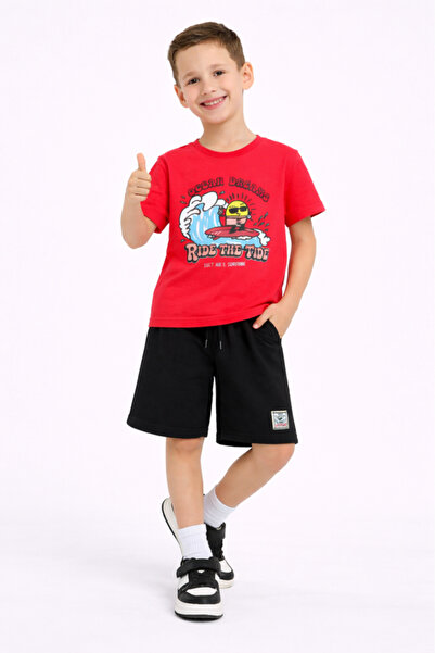 Victor and Jane Boys Good Day Printed T-Shirt & Black Shorts Set