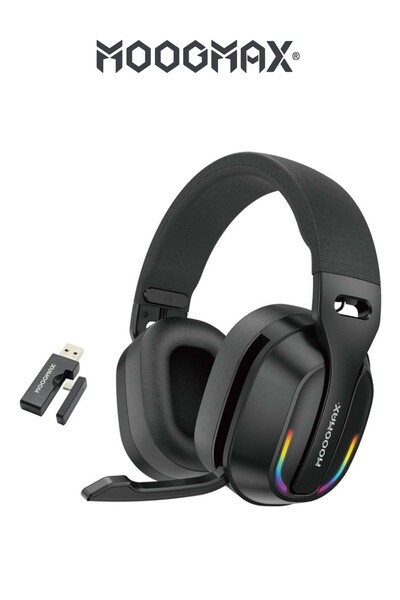 MOOGMAX Wireless gaming headphones with a 2.4 Hz frequency for extended range...