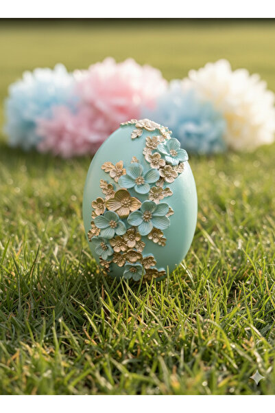 Luxury Eastern Decoratiune - Ou de Paște de Lux din Polirășină – Turcoaz cu R...