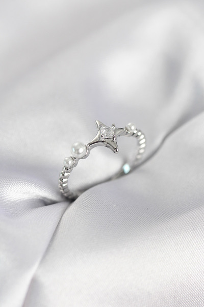 callerrons accessories خاتم نسائي من مينيمال بول ستار موديل زركون ستون فضي ال...