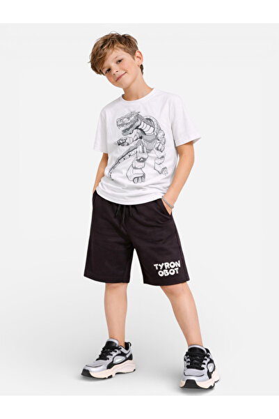 Victor and Jane Boys Dinosaur Graphic T-Shirt & Black Shorts Set