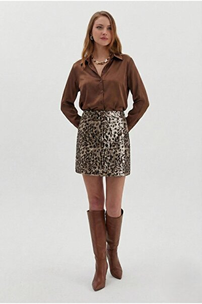 Nish&Chic Smokin Yaka Parlak Bluz