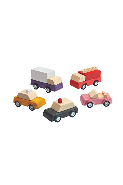 PLANTOYS سلسلة مركبات بلان وورلد - 5 مركبات ألعاب خشبية