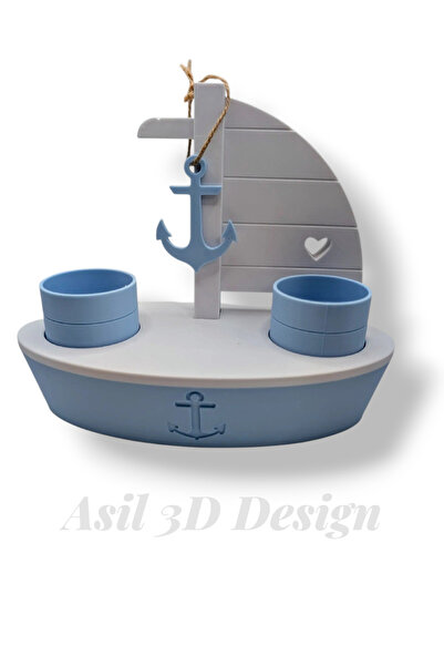 ASİL3DDESİGN حامل فرشاة الأسنان المزخرف بتصميم سفينة، منظم لفرشاة الأسنان وحا...