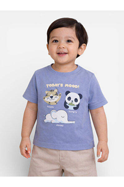 Victor and Jane Boys' 2pcs Cute Animal Print Round Neck T-Shirt and Shorts Set