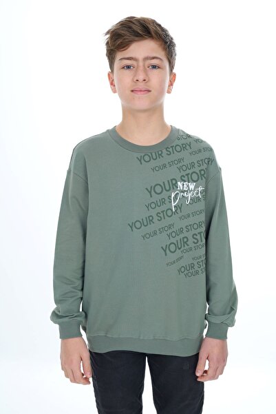 Toontoy Boy's Relax Fit Crew Neck Lightweight Drop Shoulder Printed Sweatshir...