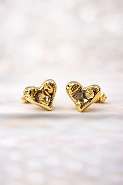 Vipfoni Melted Gold Look Steel Heart Earrings