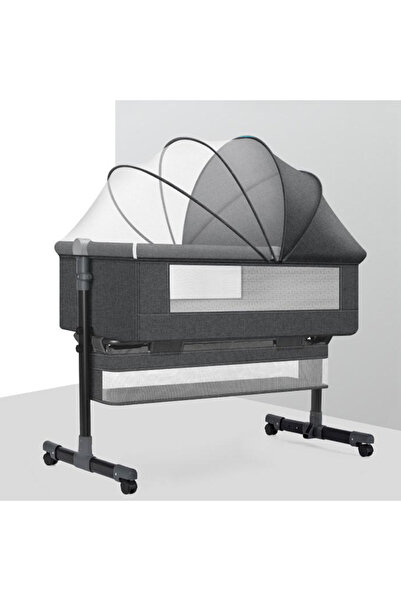 Genaric Portable and foldable 3-in-1 baby cot with adjustable height, light gray