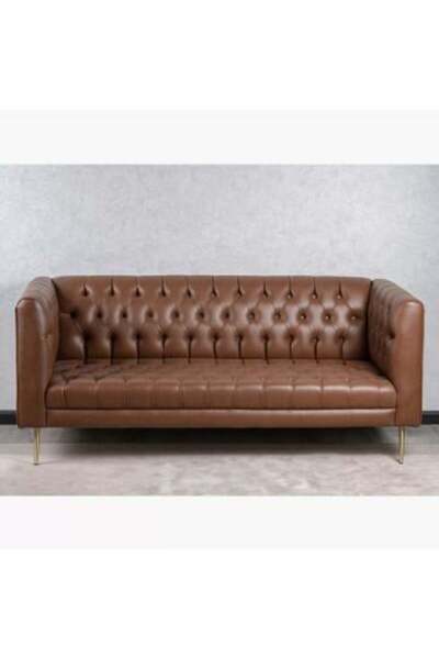 homejoyz Dark Brown Leather Sofa - 260 x 85 x 85 cm