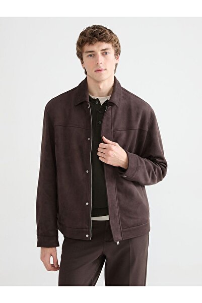LC Waikiki Shirt Collar Suede Look Men's Coat