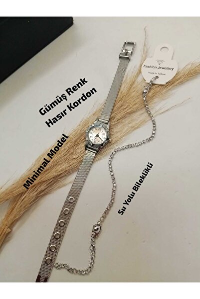 Brality Minimal Vintage Women's Wristwatch - Silver Color Mesh Band - Silver ...