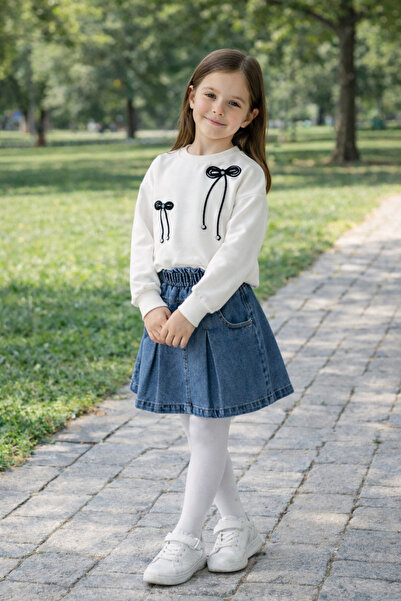 NURTOPU Set cu fustă pentru fete, de sezon, de sărbătoare, din țesătură de bu...