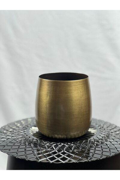 VAZO DEKOR Vintage Pirinç Dokulu Dekoratif Metal Obje - Fırçalı Bakır Kaplama