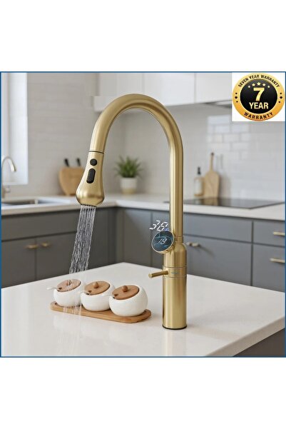 OEM صنبور حوض المطبخ بشاشة LED رقمية، 3 وظائف، صنبور حلزوني، مستورد، ضمان 7 س...