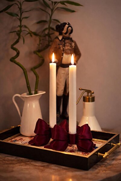 PRİNT ARENA Fiyonklu Şamdan Mumluk Seti – Dekoratif ve Şık Tasarım