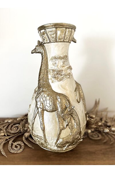 HAZE DESİGN LAB Büyük Boy Safari Temalı Dekoratif Zürafalı Vazo , Ev Aksesuarı