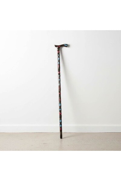 unbranded Ebony (Abanos) Walking Stick 98 cm Detachable Turquoise Ruby Inlay