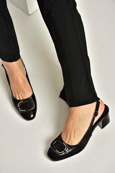 Fox Shoes Y820310160 Black Rustic Thick Heeled Women's Shoes